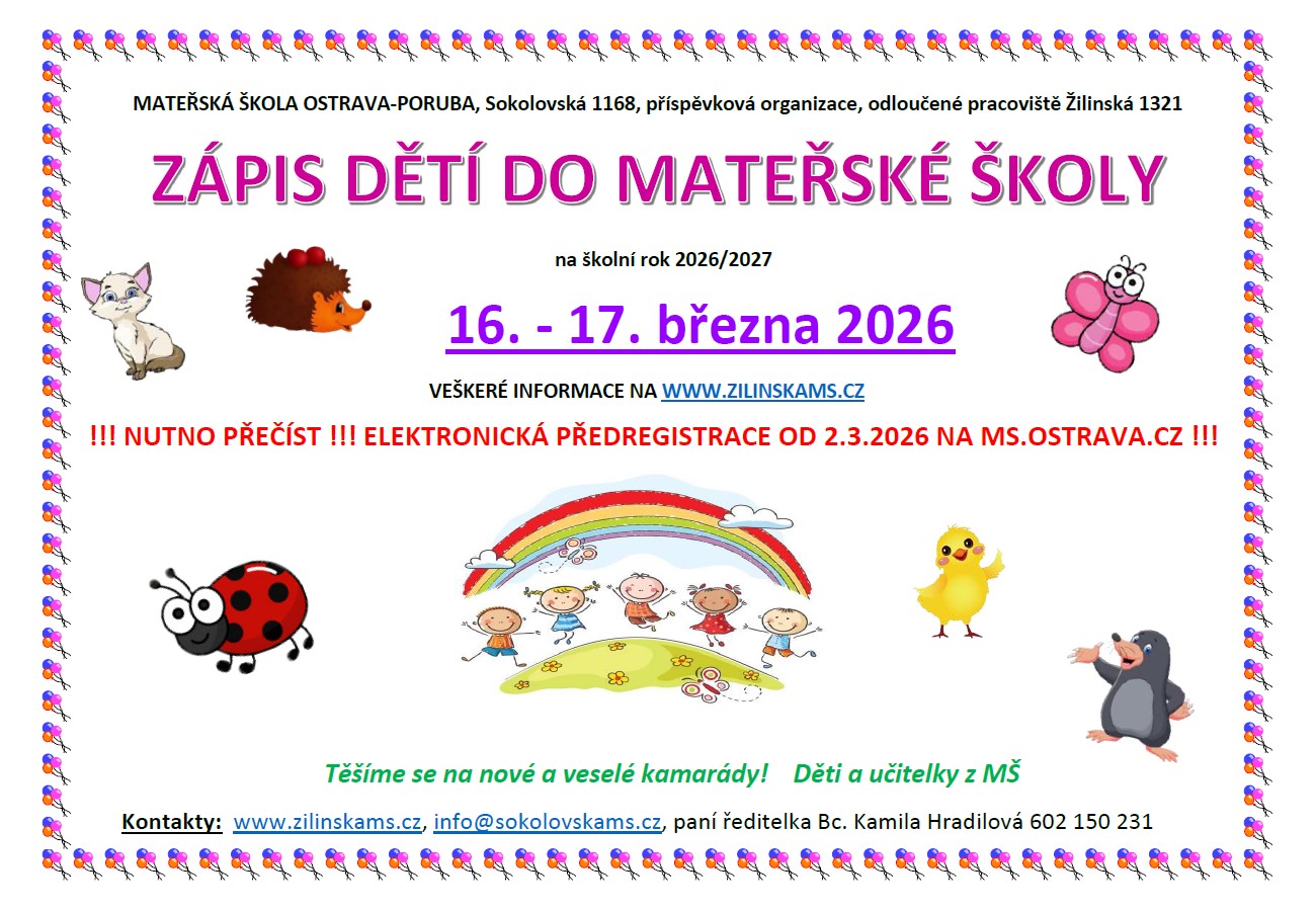 LETÁK Zápis do MŠ Žilinská